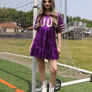 Purple Sequin Dress Game Day Dress